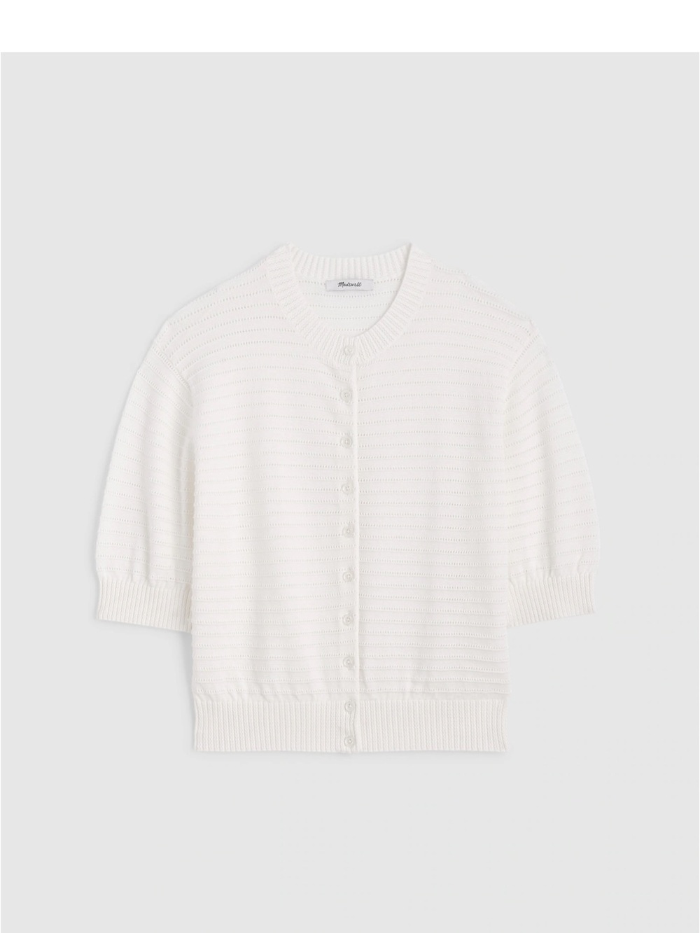 Madewell Lighthouse White Short-Sleeve Button Cardigan Sweater OA218 Large